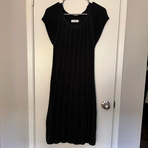 Calvin Klein Black Textured Midi Dress